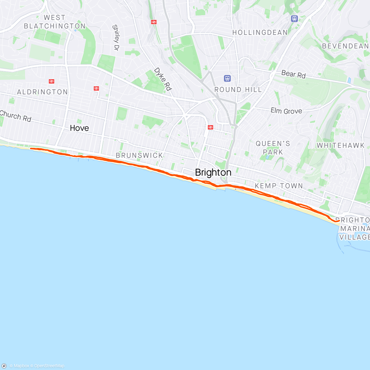 Map of the activity, Brighton cruise