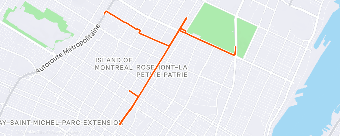 Карта физической активности (Course à pied dans l'après-midi)