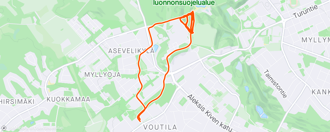 Map of the activity, Evening Trail Run, 8x💀+ 4xjuurakkojyrkkä