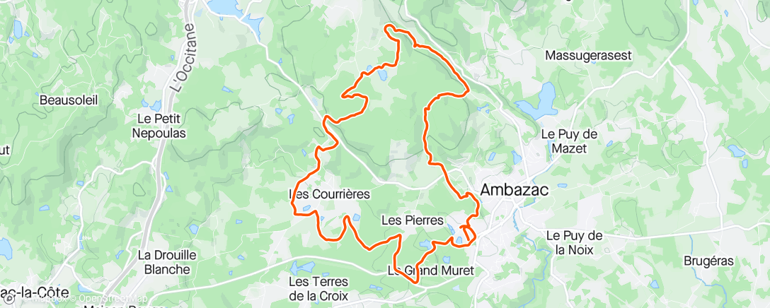 Karte der Aktivität „20 km GVT, Très dur pour moi, pas de jambes, cardio dans le rouge, et beaucoup de boue...”