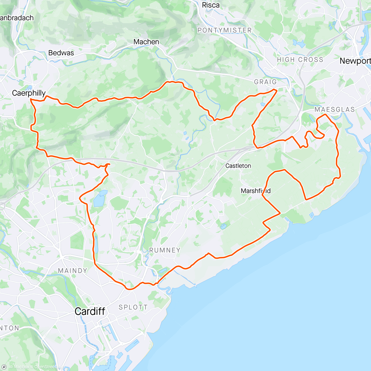 Map of the activity, Either me or Ed will be the slowest up Caerphilly Mountain today 🥵