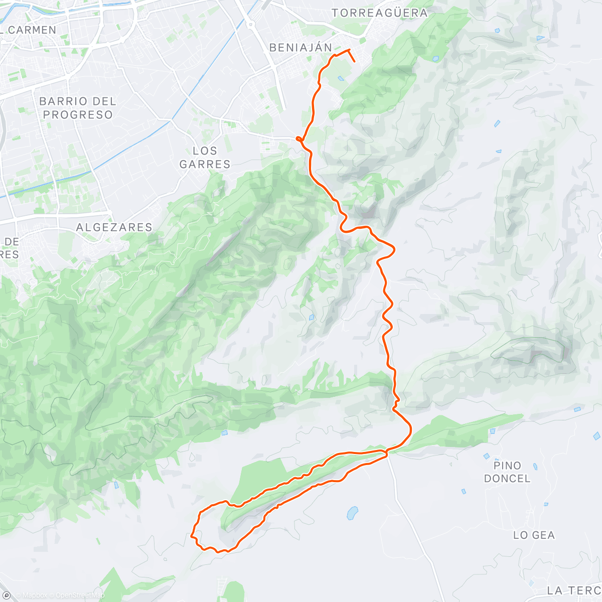 Map of the activity, Bicicleta de montaña a la hora del almuerzo