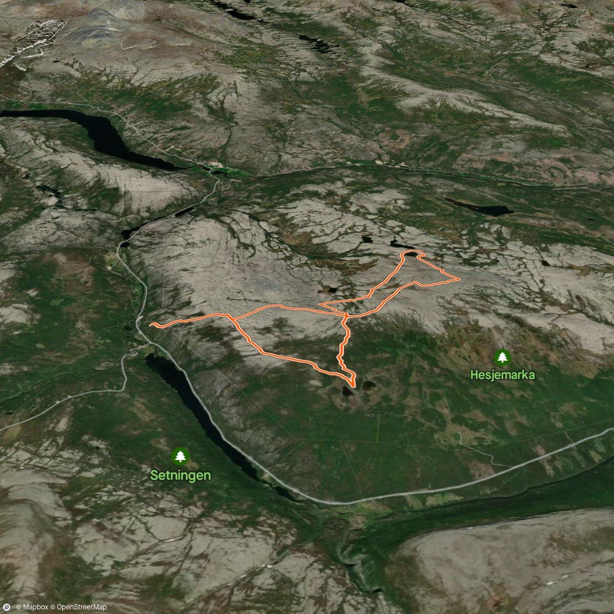 Map of the activity, Rypejakt og blåbærtur