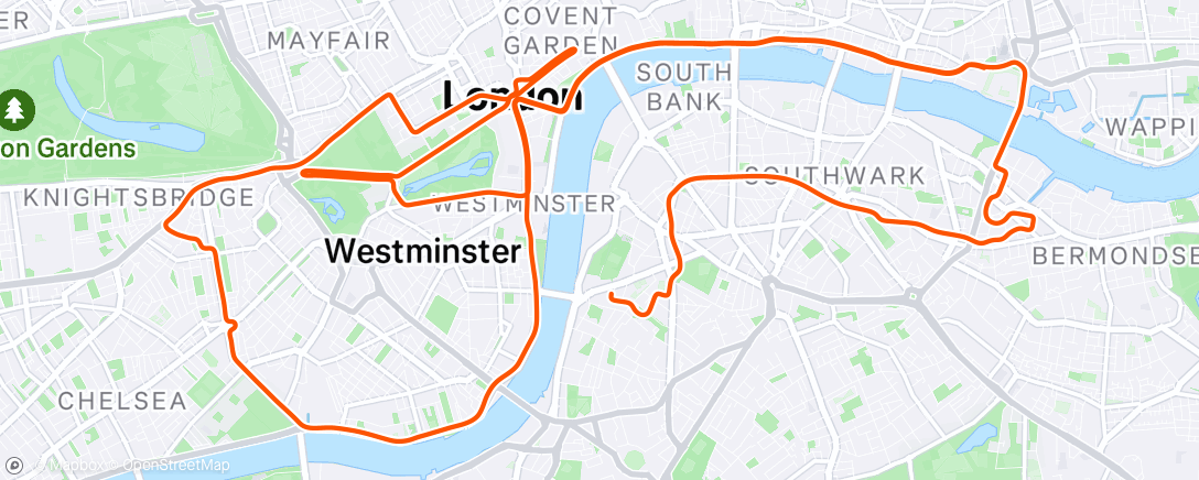 Map of the activity, Zwift - 8/6/4min Threshold in London