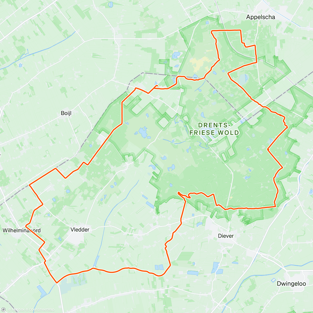 Map of the activity, Rondje Drents-Friese Wold