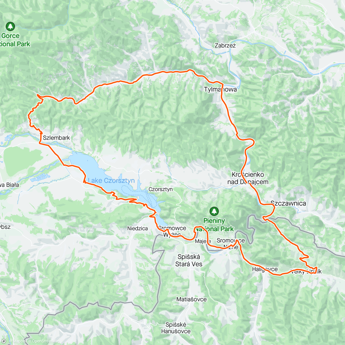 Map of the activity, Rajd Doliną Dunajca