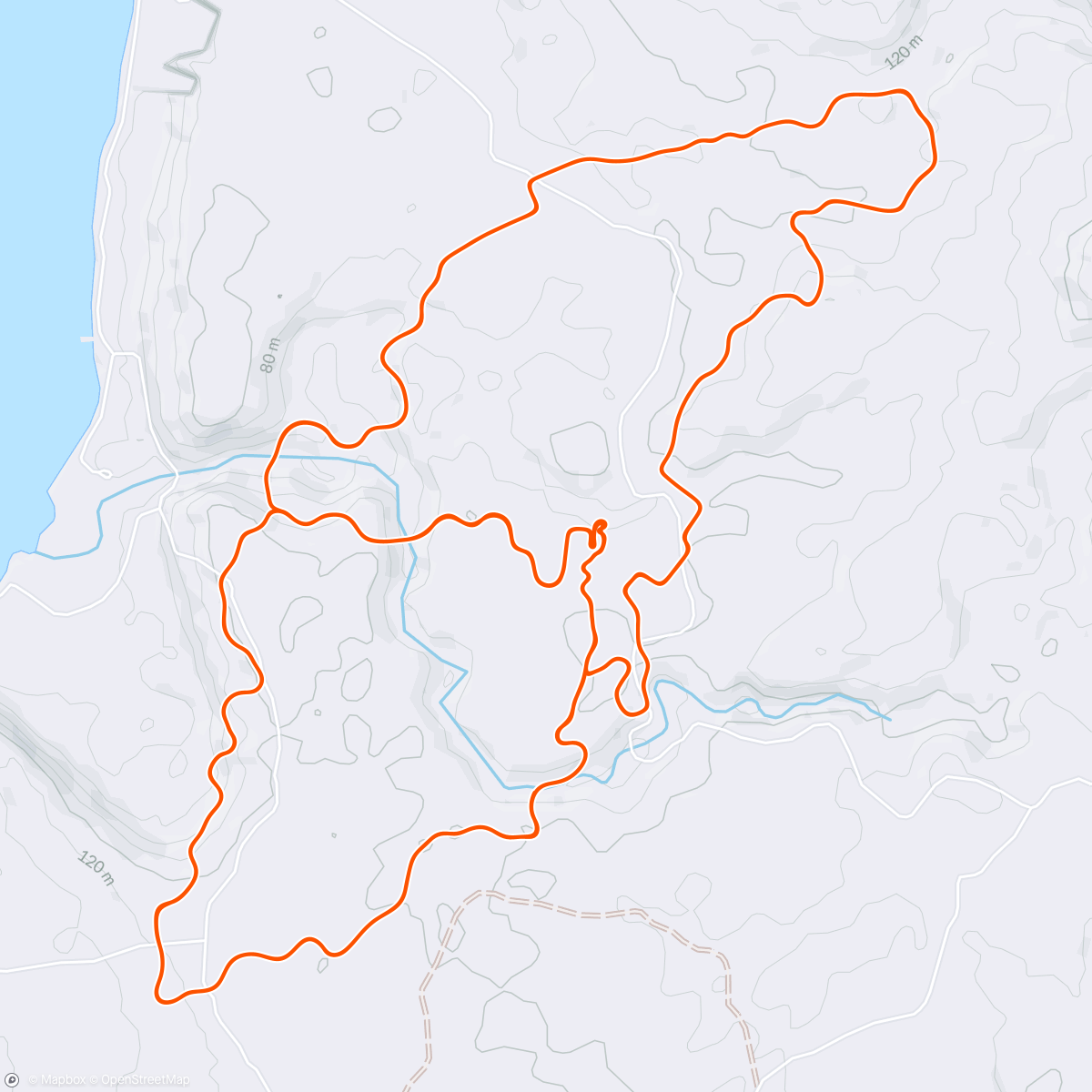 Map of the activity, Zwift - 9 x 30 sec uphill (structured) in Makuri Islands