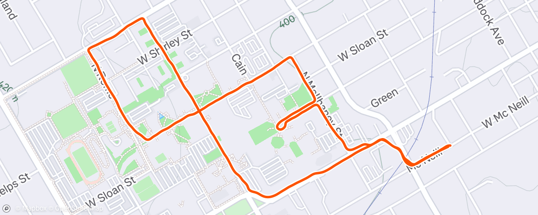 Map of the activity, Evening Run