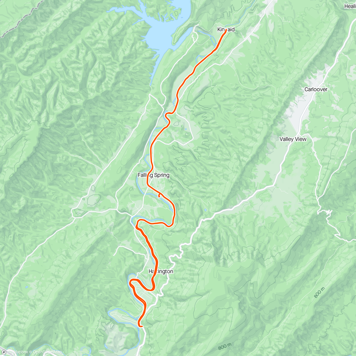 Mapa da atividade, Jackson River Trail