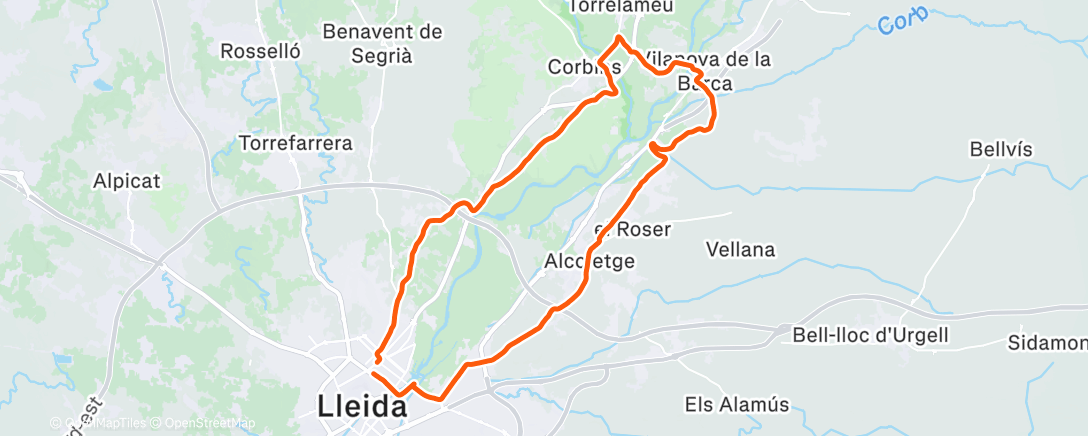 Map of the activity, Bicicleta de montaña por la tarde