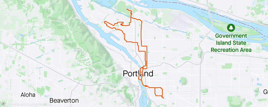 Map of the activity, Thursday Night Ride