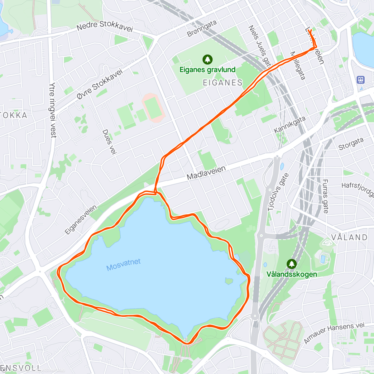 Map of the activity, Afternoon rundt Mosvatnet x2