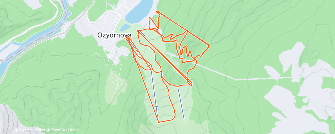 Map of the activity, Заезд на горных лыжах (день)