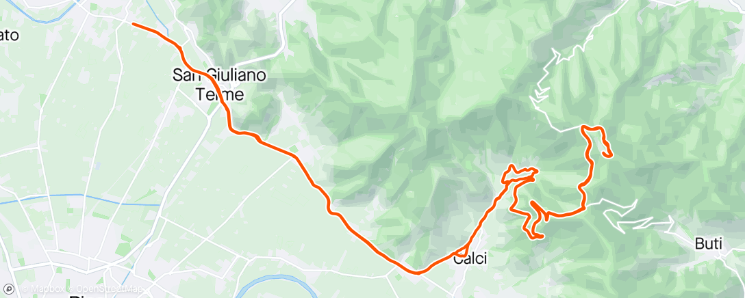 Map of the activity, Serra da Calci fino alle antenne.....