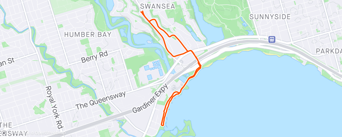 Map of the activity, Humber Bay 6k - Runmeter