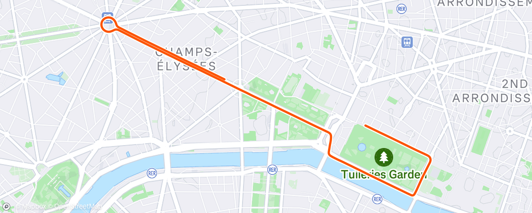 Map of the activity, Zwift - Champs-Élysées Run in Paris