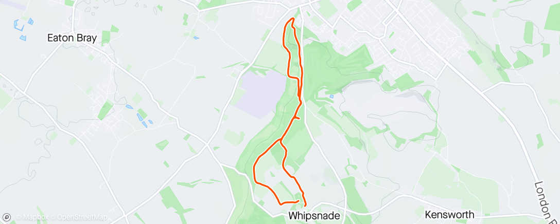Map of the activity, Icknield Way Trail.. wet and muddy on Dunstable Downs