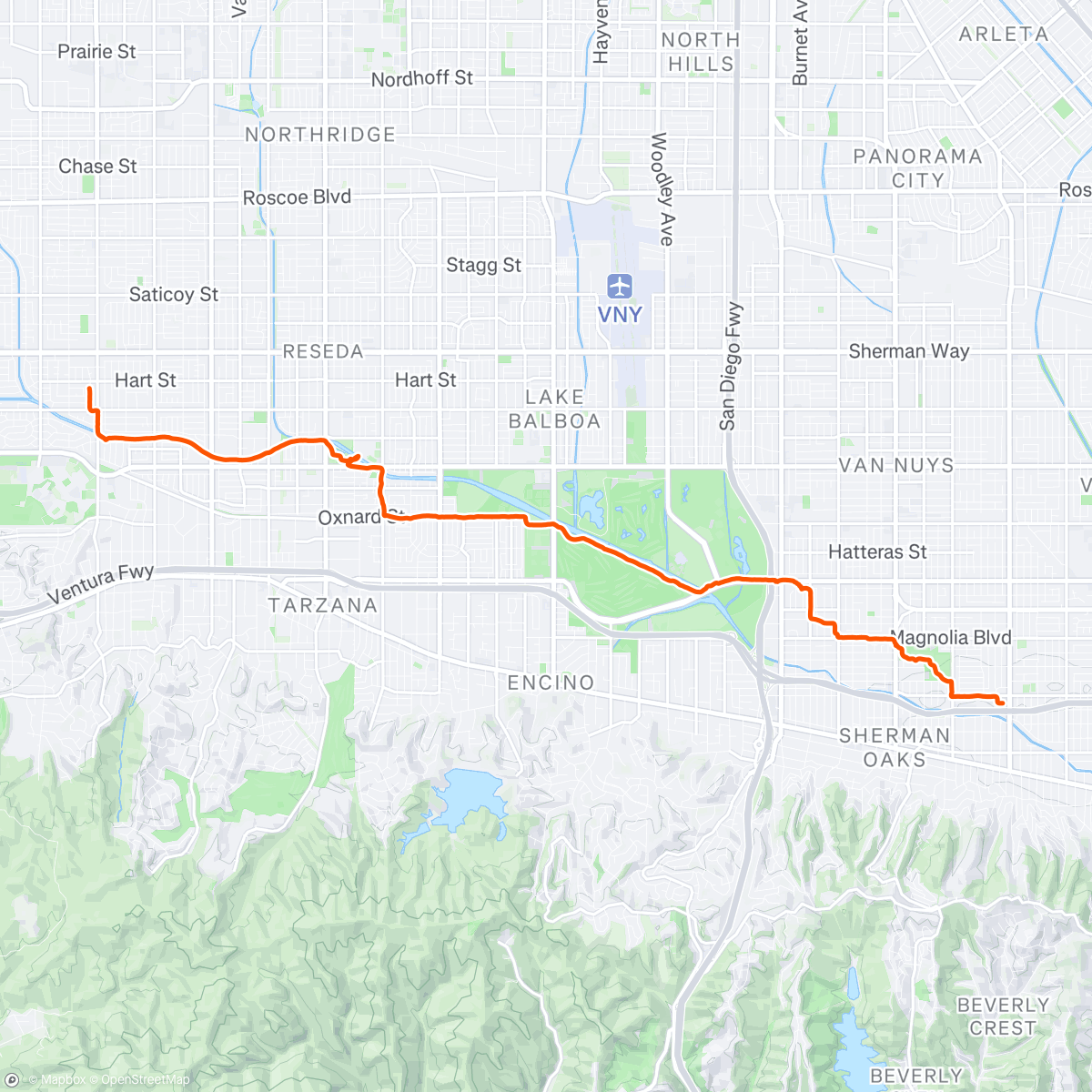 Map of the activity, Evening Run