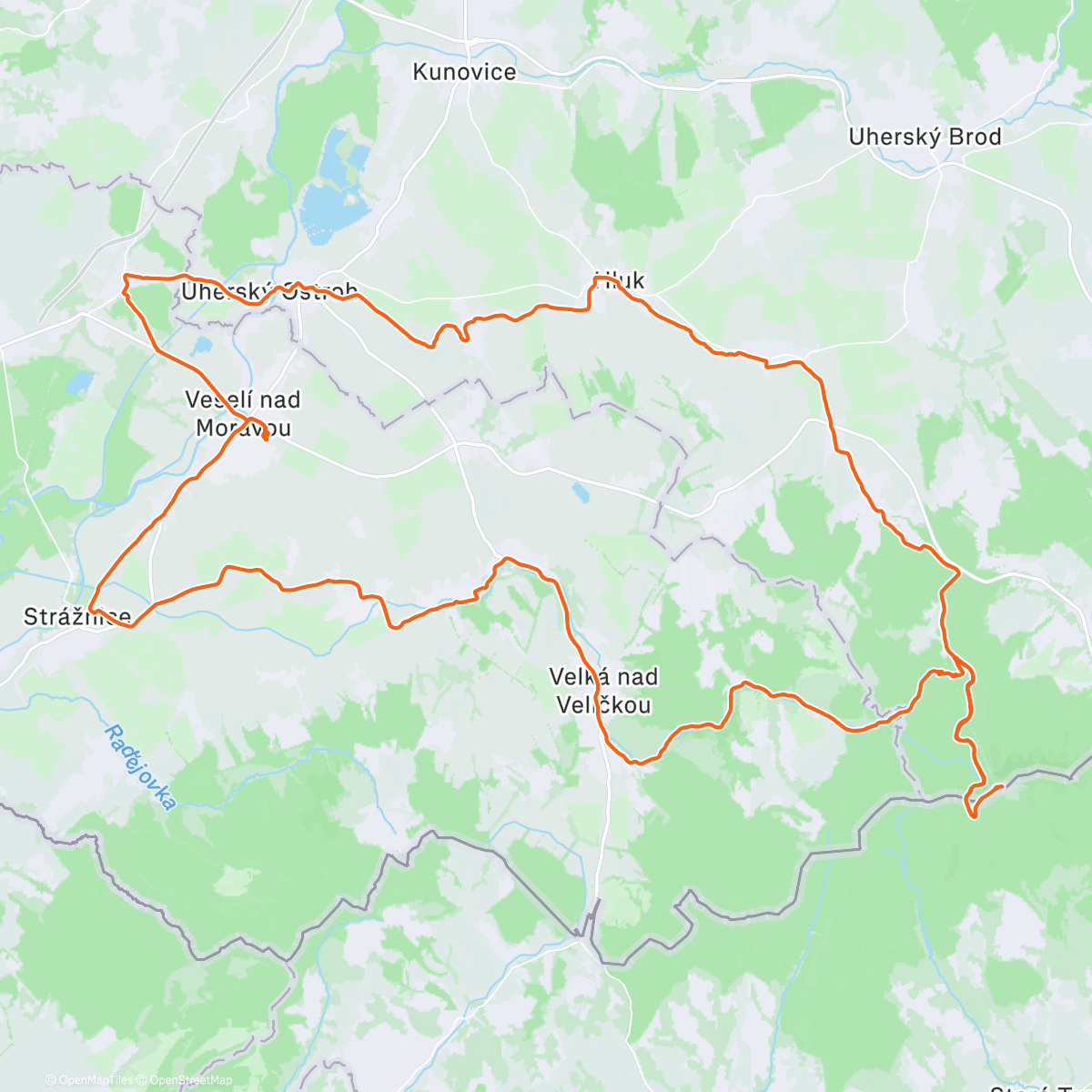 Map of the activity, Morning Gravel Javořina