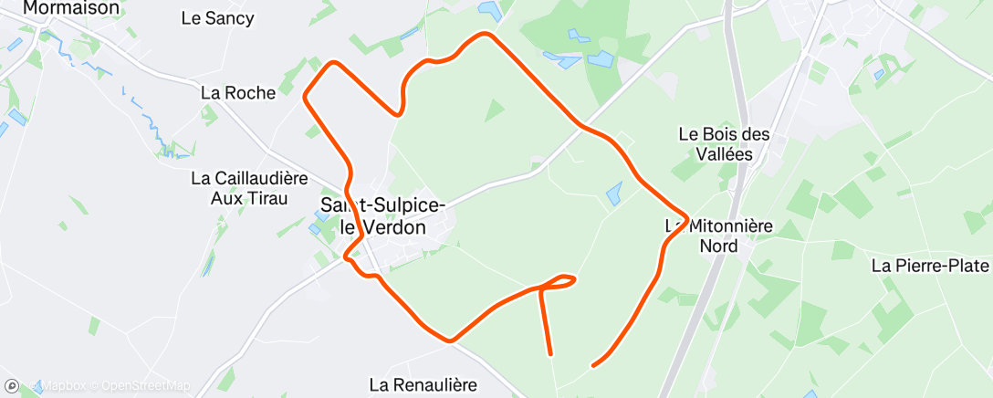 Map of the activity, Course à pied le midi