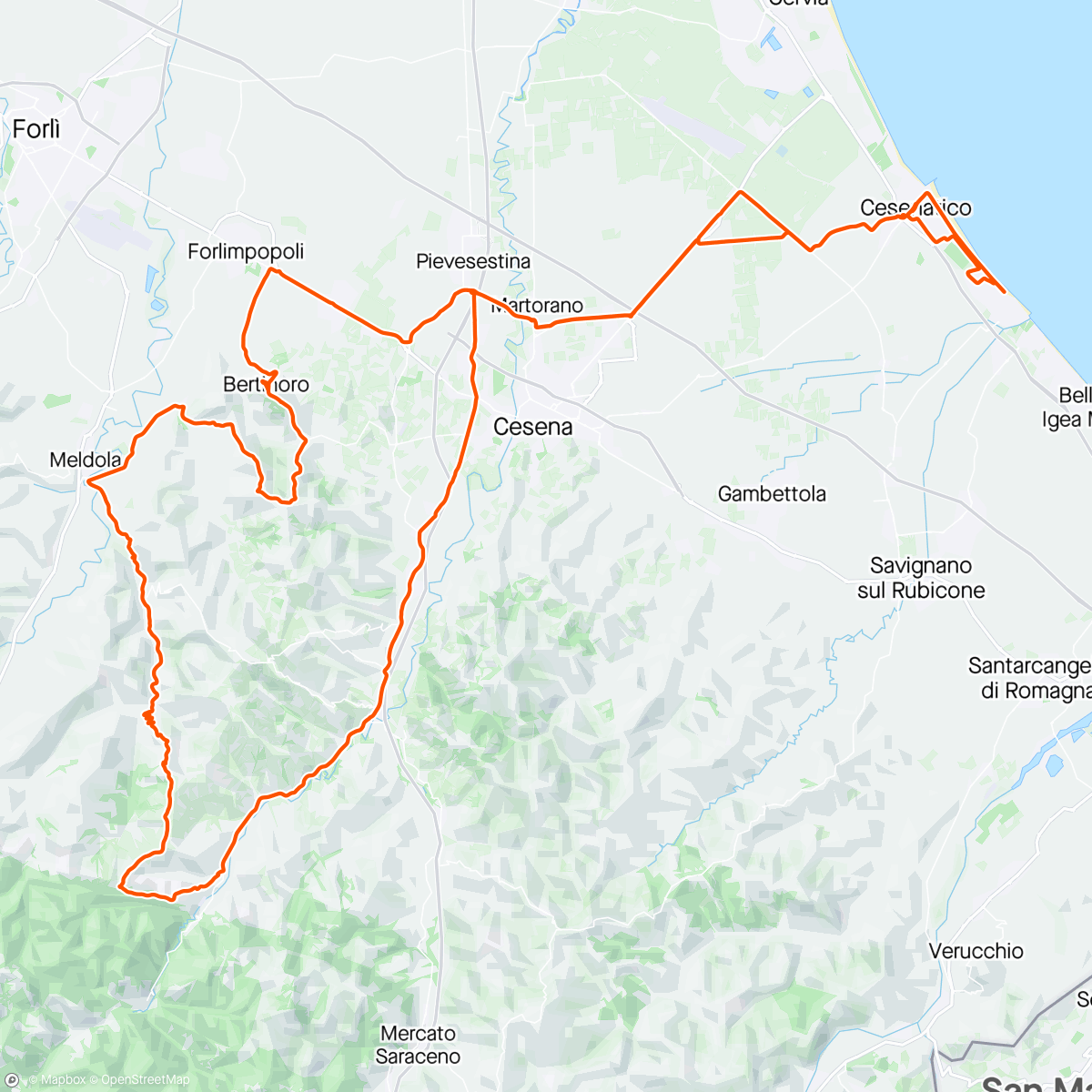 Map of the activity, Into the hills of Emilio Romagana