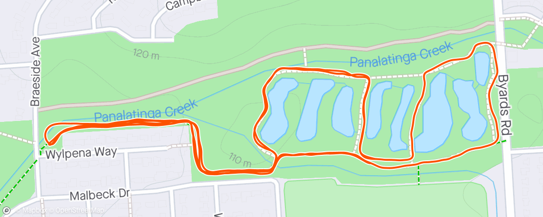 Map of the activity, Parkrun Reynella East