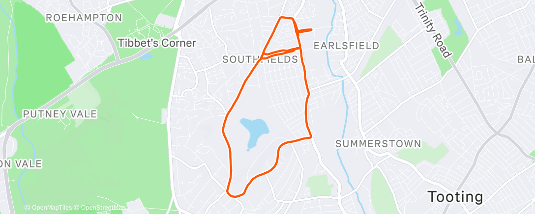 Map of the activity, Evening Run