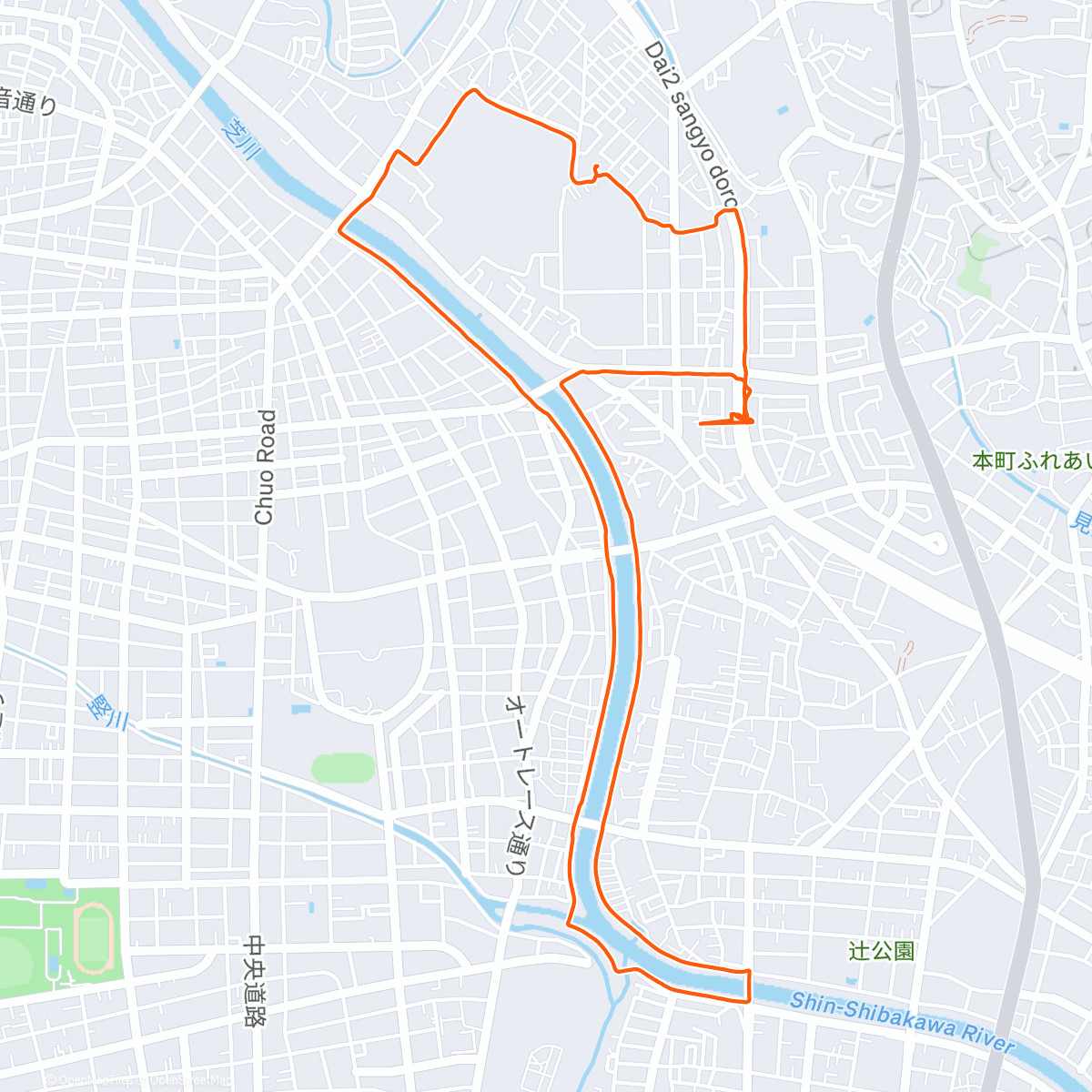 Map of the activity, Saitama canal run