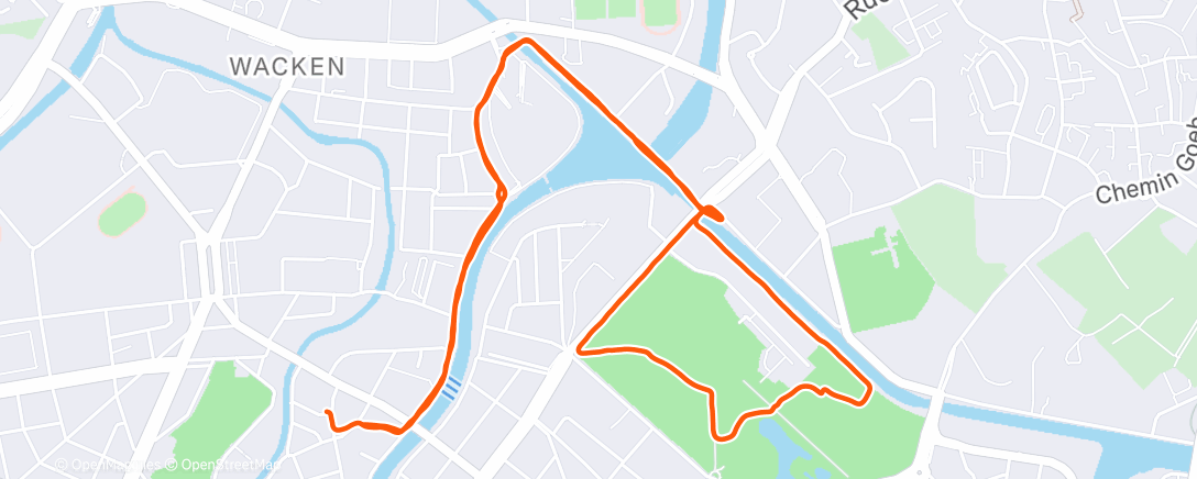 Map of the activity, Course à pied le matin