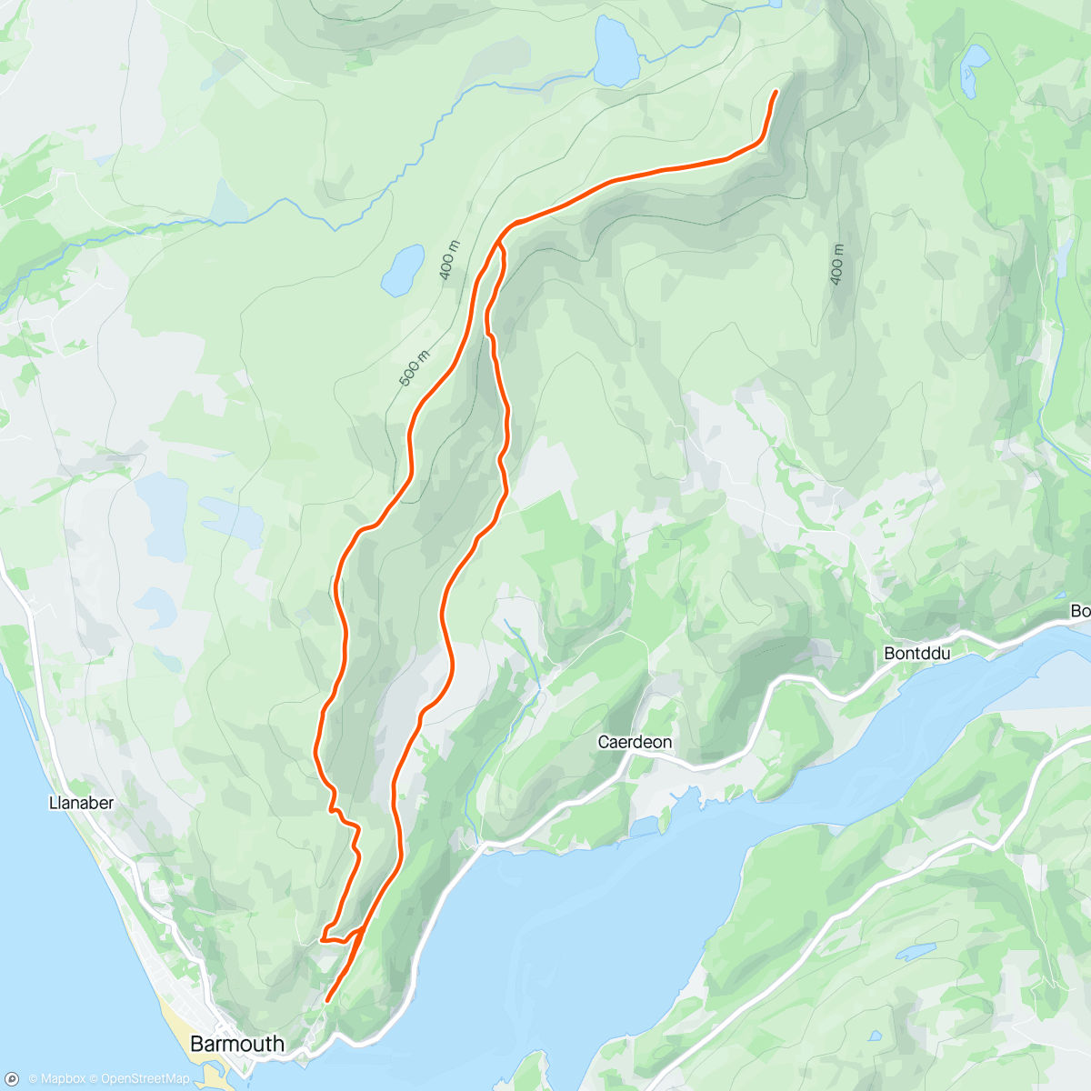 Map of the activity, Diffwys Ridge