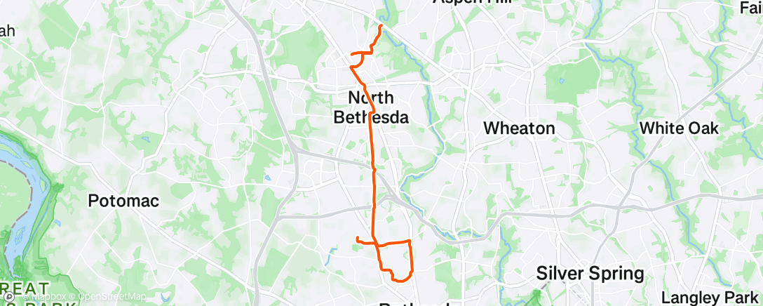 Map of the activity, Bethesda to Twinbrooke Metro
