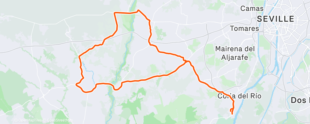 Map of the activity, Vuelta Huévar, C. C. La Puebla