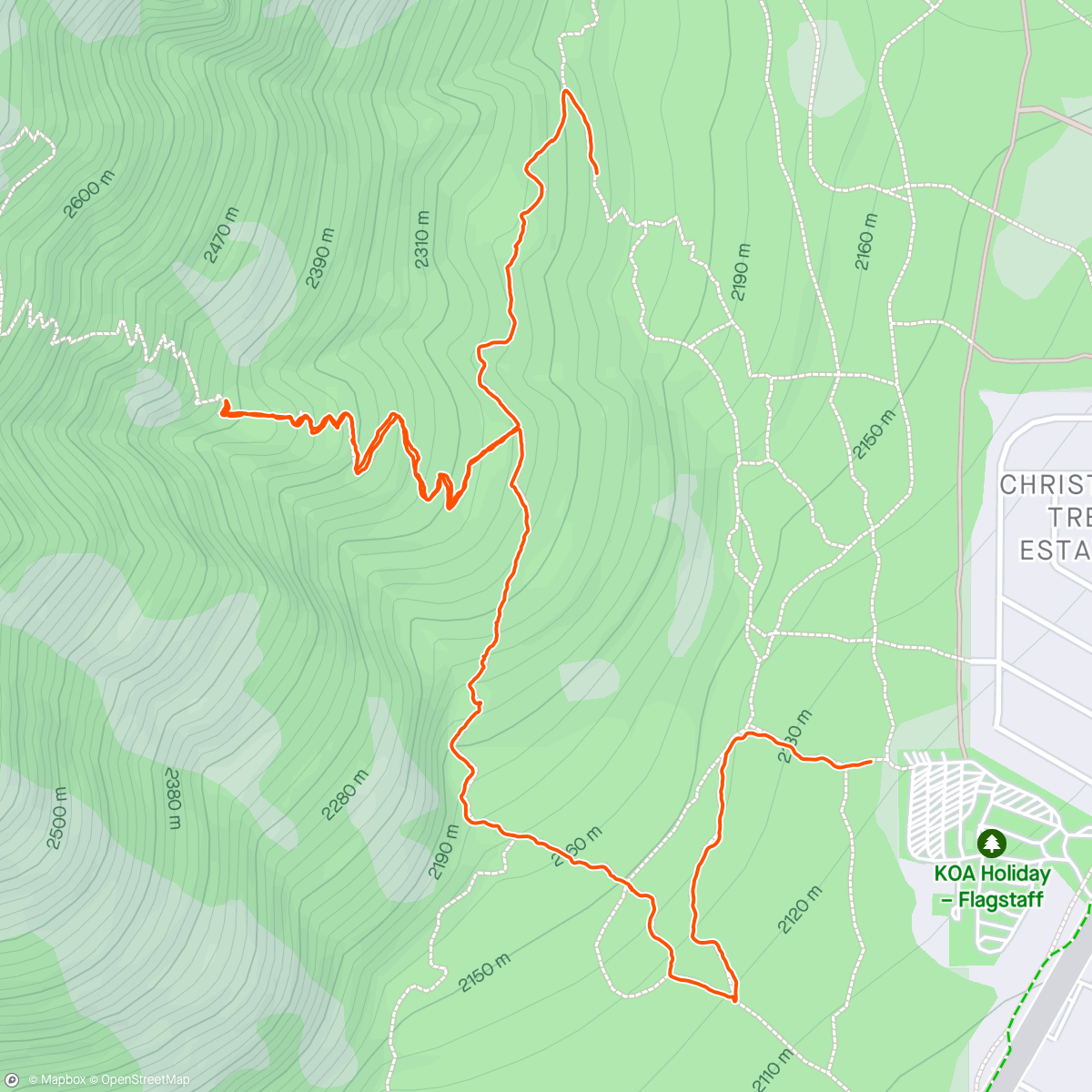 Map of the activity, Flagstaff hike