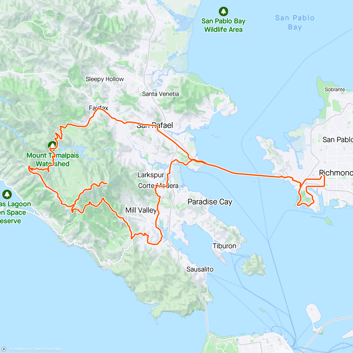 Map of the activity, Mt. Tamalpais