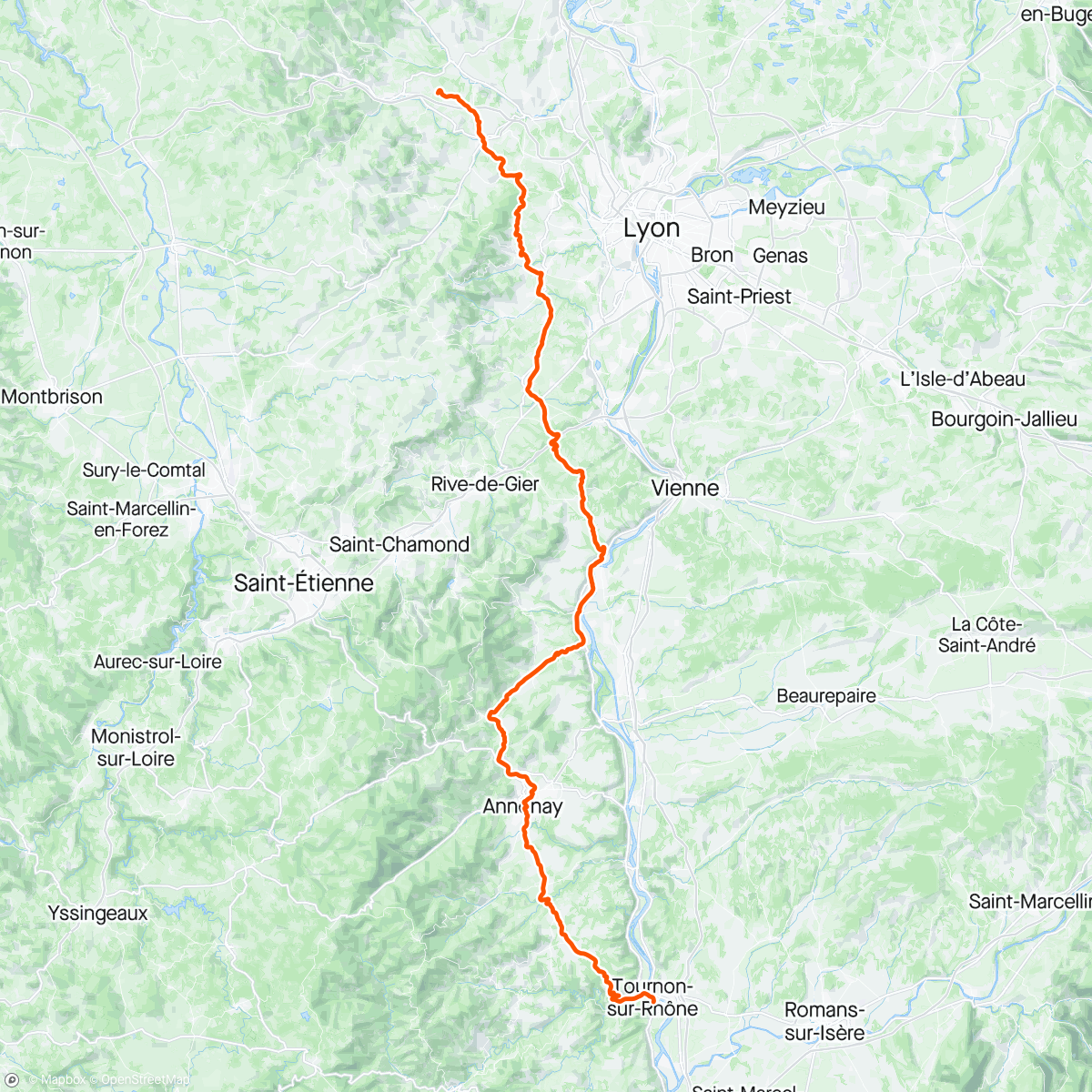 Mappa dell'attività 23/95/2924 Lustrumtocht dag 7 - Sarcey - Tournon-sur-Rhone, Fr