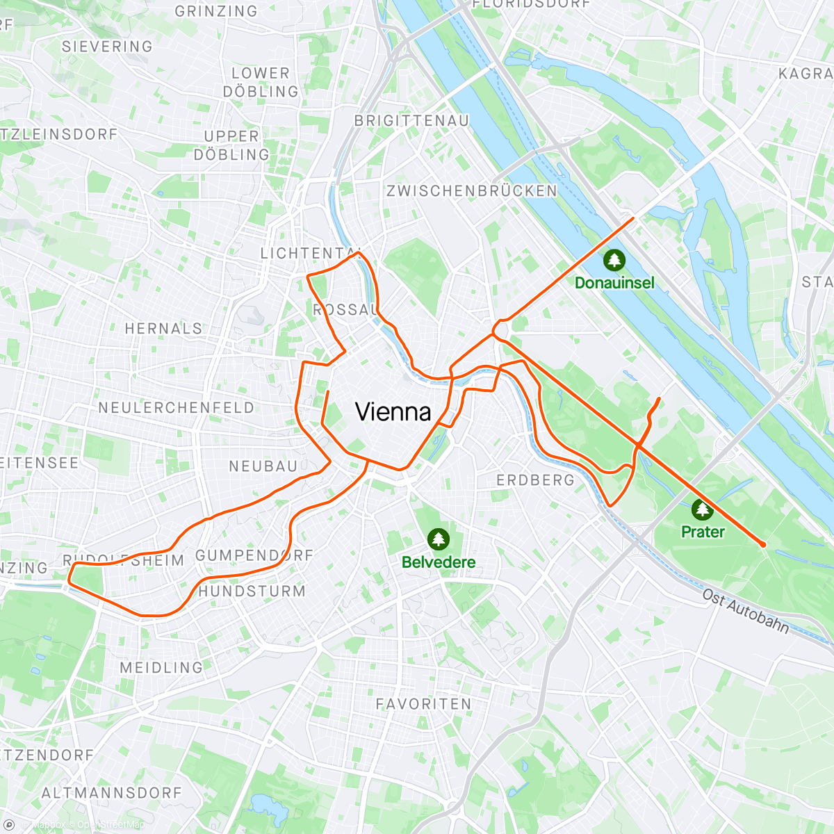 Map of the activity, Vienna City Marathon