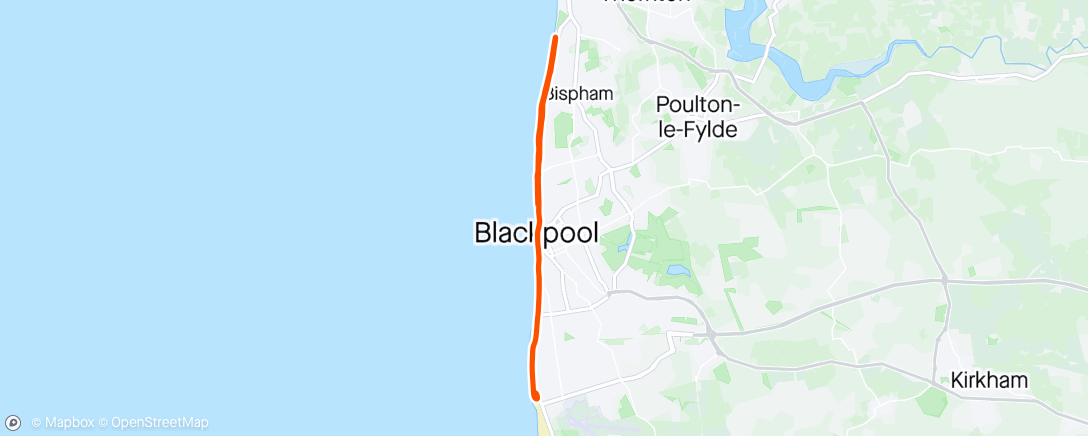 Map of the activity, Blackpool Half Marathon.