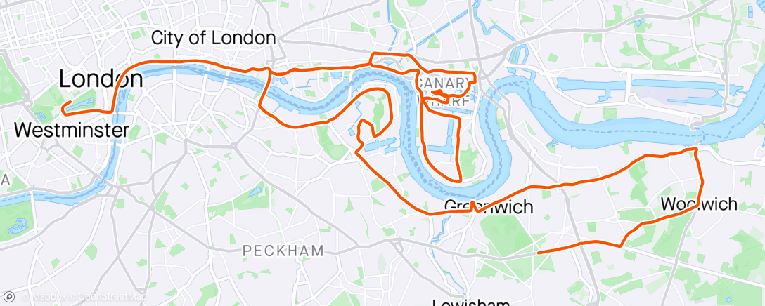 Map of the activity, London Marathon (2:17:35 PB)
