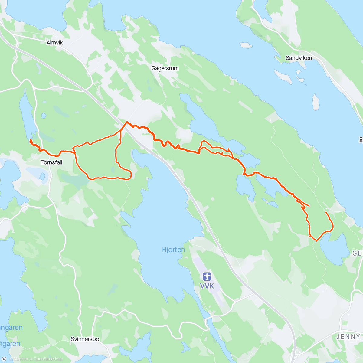 Kaart van de activiteit “Lunch Hike, Marsbäcken-Törnsvall t.o.r, ca 23 km med Elisabeth var toppen sällskap i härligt sommar väder! ☀️🪻🌿”