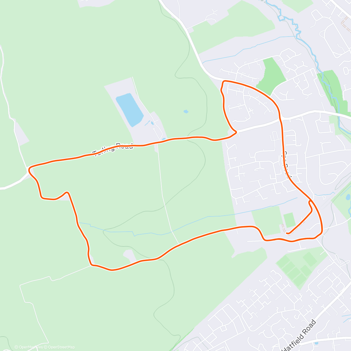 Map of the activity, Boxing Day 5 miles to end the year with another PB - 35:06
