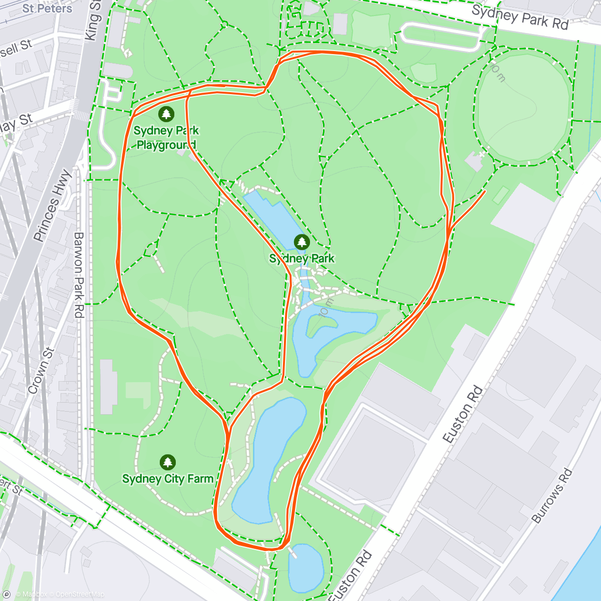 Map of the activity, Lunch Run - caught in the rain