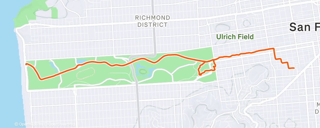 Map of the activity, Park Run