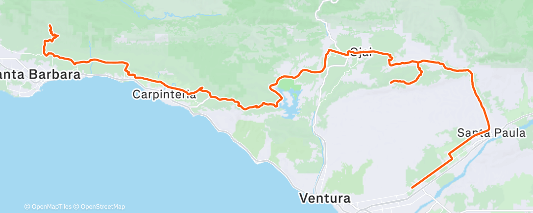 Map of the activity, Ventura to Gib - the loooong way