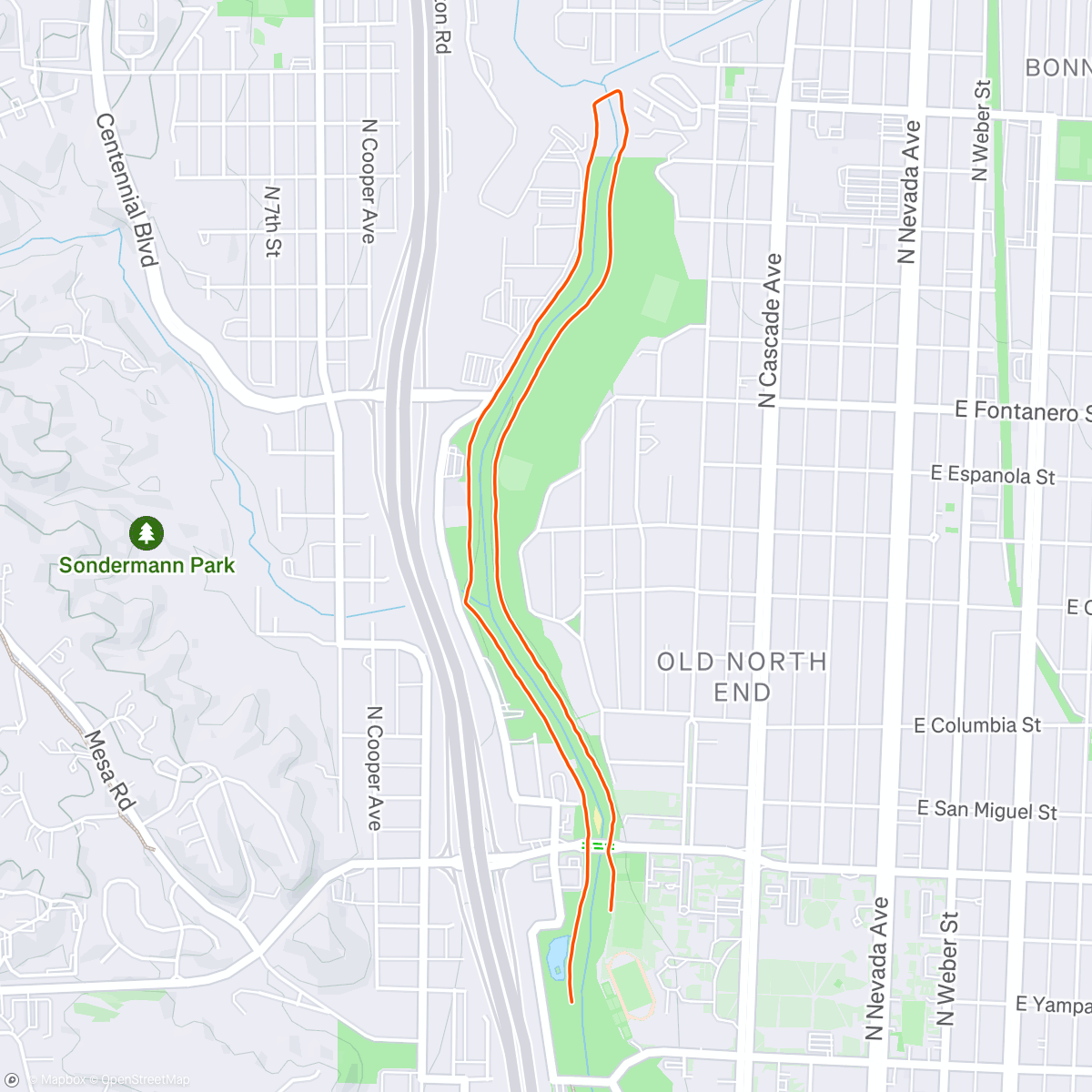 Map of the activity, 5k easy run