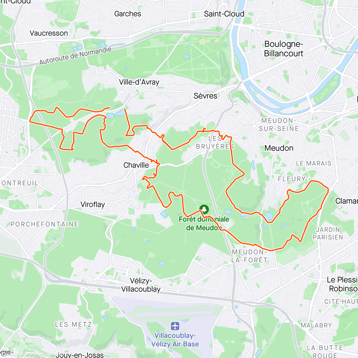 「Sortie longue vallonnée 🌳」活動的地圖