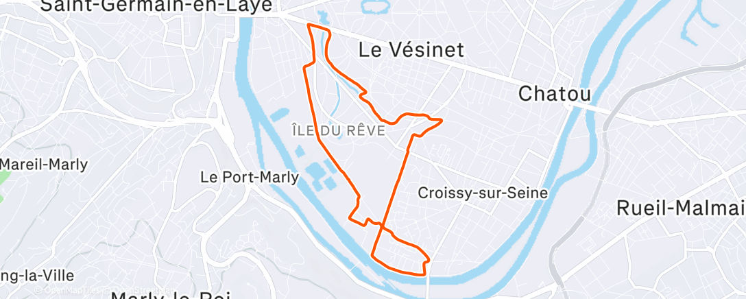 Map of the activity, Course à pied en soirée