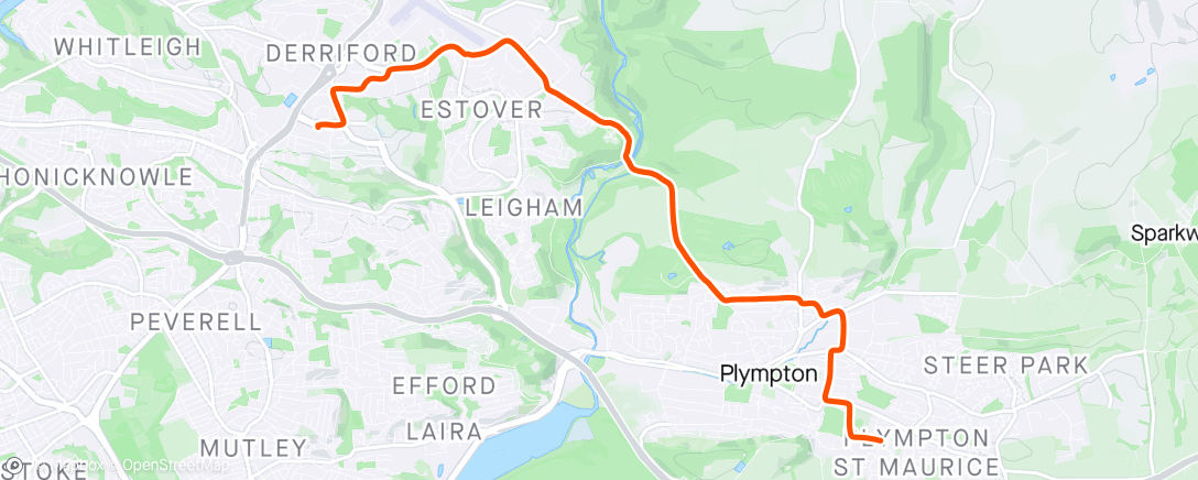 Map of the activity, Morning Plymbridge commute
