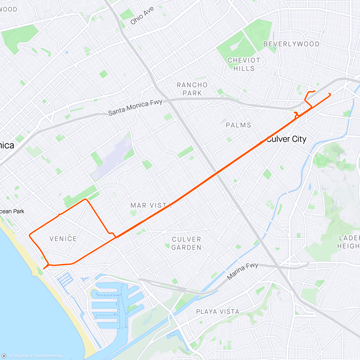 Map of the activity, Venice CicLAvia Casablanca detour.