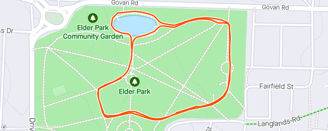 Map of the activity, Elder Park Junior parkrun tailwalking
