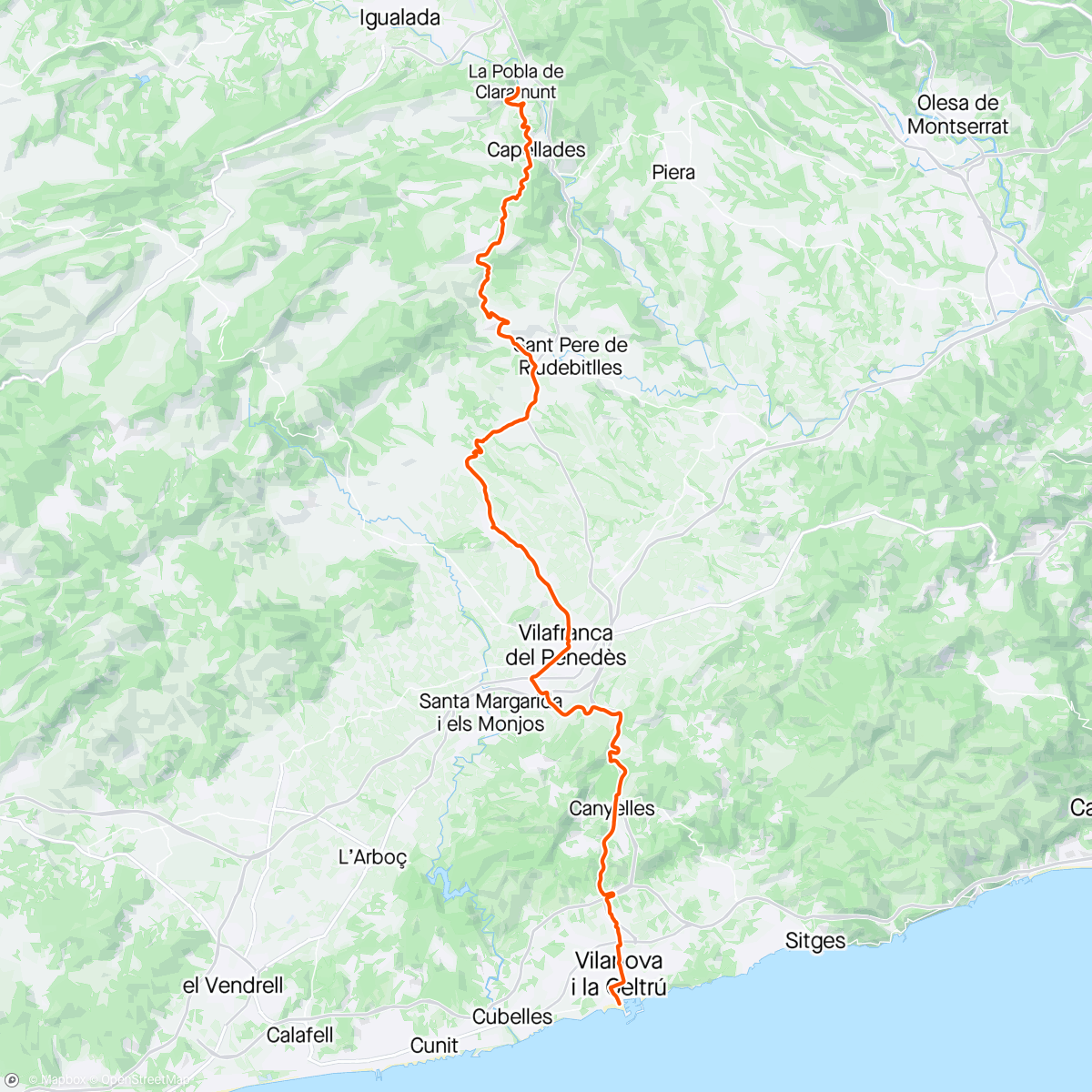 Map of the activity, Birmingham to Mallorca -we made it to Barcelona- windy but warm- 953 miles so far done - rest in Mallorca